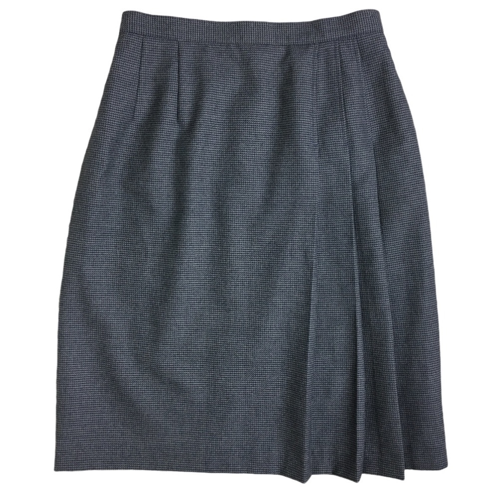Amber Stone Pleated Houndstooth Wool‎ Pencil Skirt